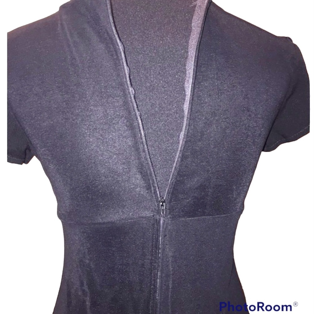 Y2K Black Pleated Short Sleeve Pleated Dress Women’s SZ Medium - Picture 2 of 4
